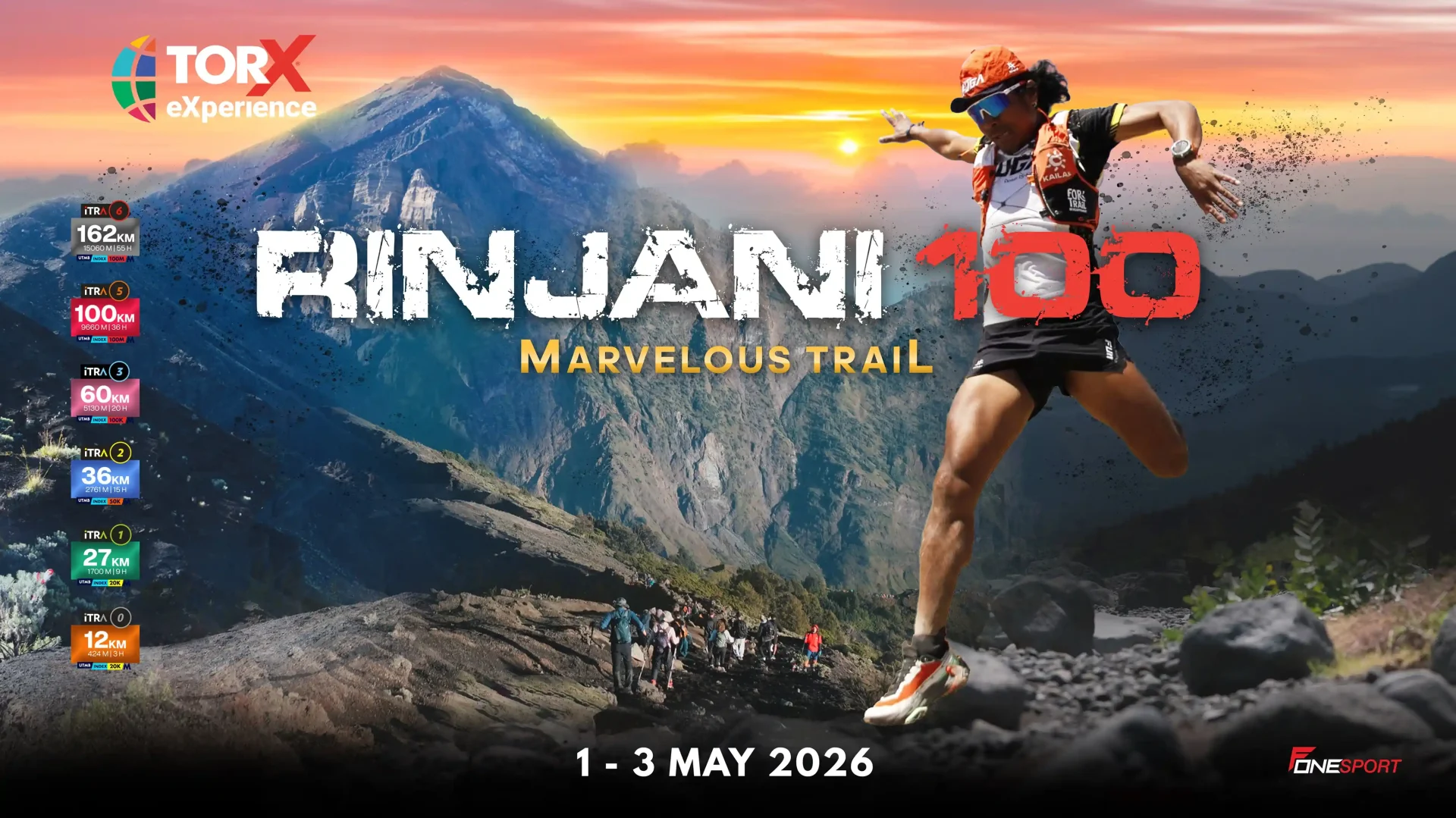 Official poster for the Rinjani 100 ultra trail race 2026